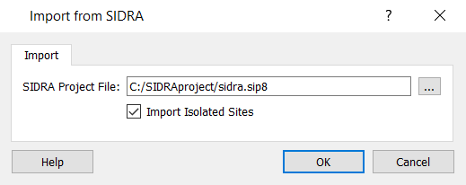 SIDRA Import Dialog