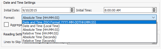 Time format drop-down list