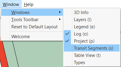 Transit Segments Menu