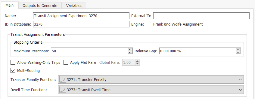 Transit Assignment Experiment: F&W