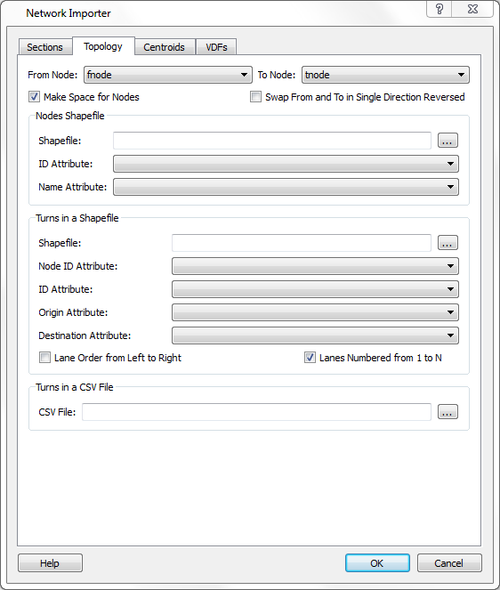 Network Importer Dialog: Nodes