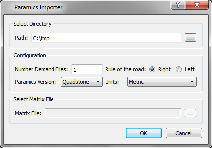 Paramics Importer Dialog