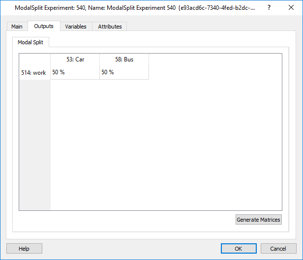 Modal Split percentages in the experiment outputs