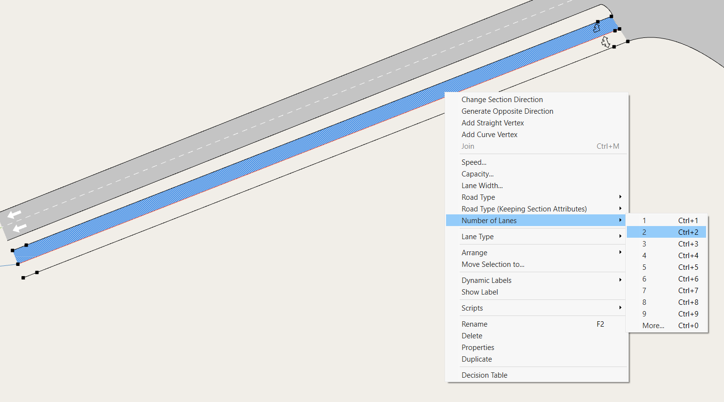 Modifying the number of lanes