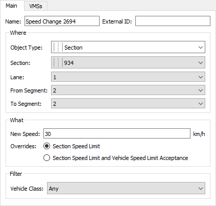 Speed Reduction Action Editor Speed Reduction Action Editor