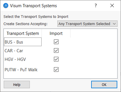 Visum Importer Dialog