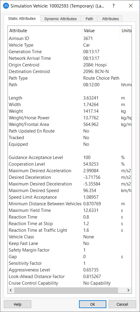 Vehicle Information dialog Window