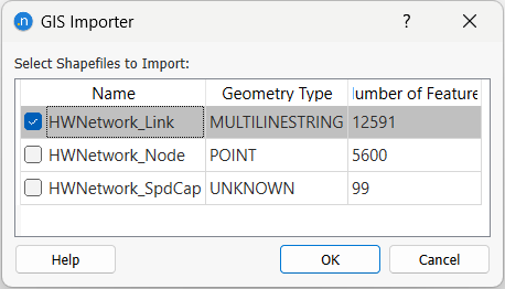 GIS Importer Dialog