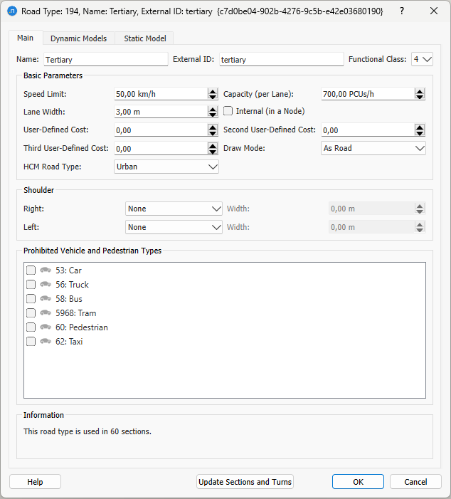 Road Type editor – Main folder