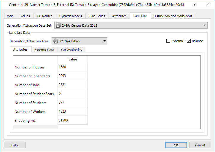 Land Use folder in the centroid editor