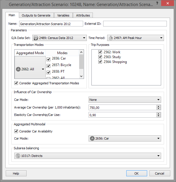 Generation/Attraction Scenario Editor