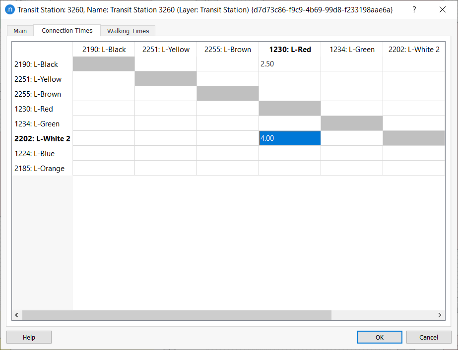 Transit Station editor – Connection Times