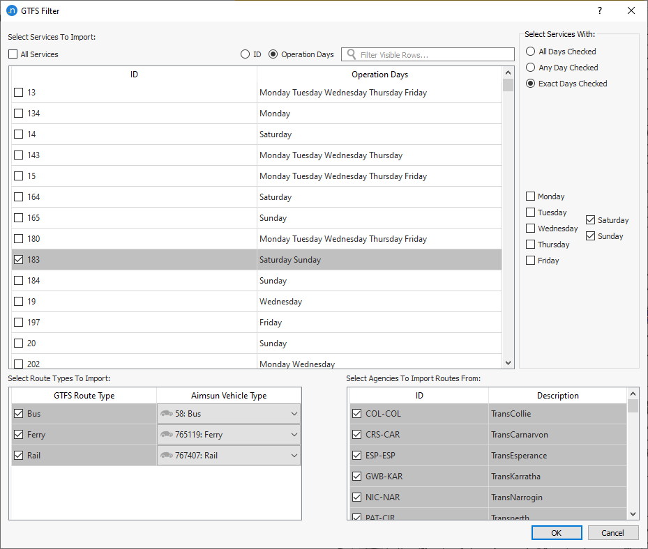 GTFS filter logic exact wrong