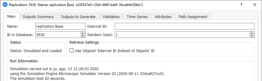 Replications Editor: Main tab