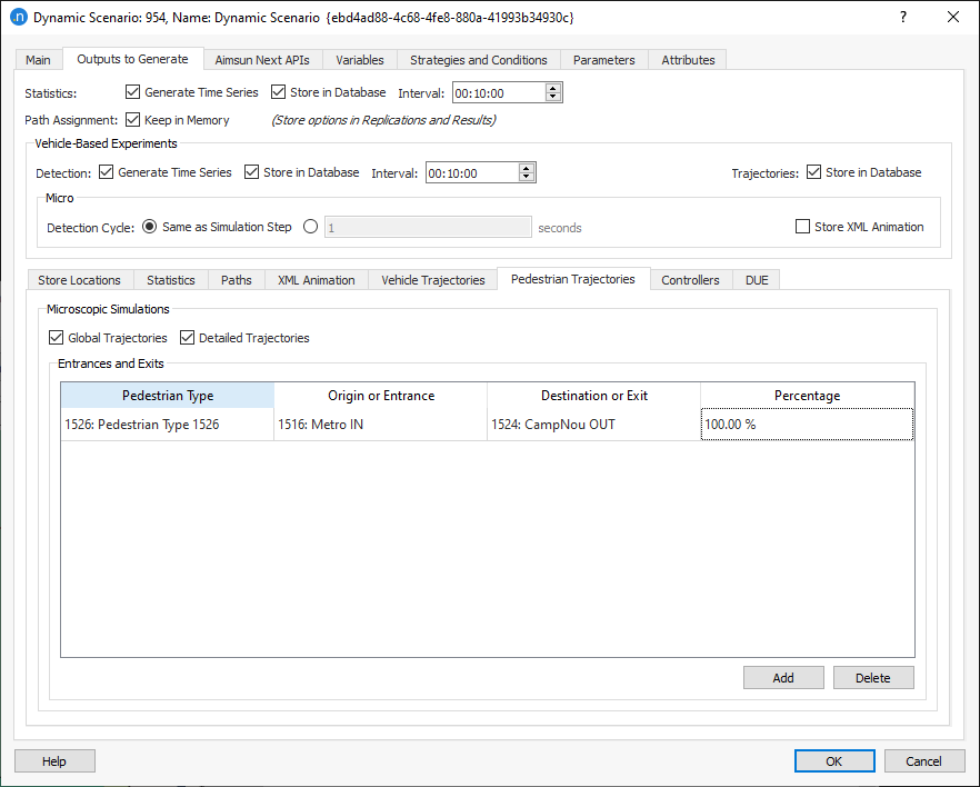 Dynamic Scenario Individual Vehicles Tab 