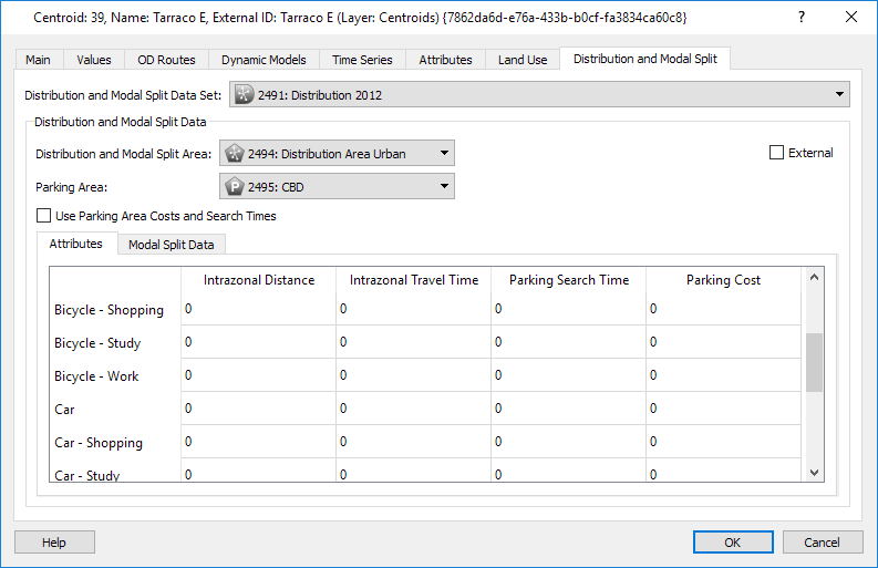 Distribution folder in the centroid editor