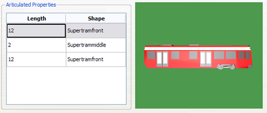 Shapes definition for an articulated vehicle type