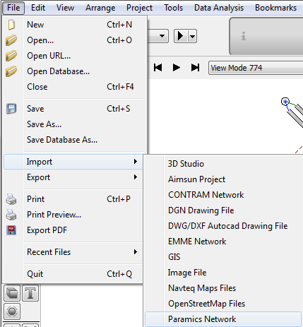 Access to Paramics Importer Dialog