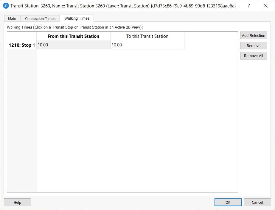 Transit Station editor – Walking Times