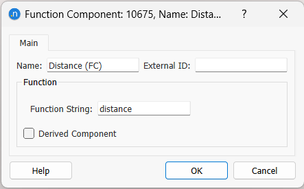 Distance component function dialog