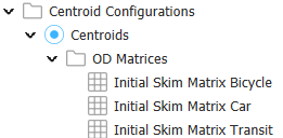 OD matrices list