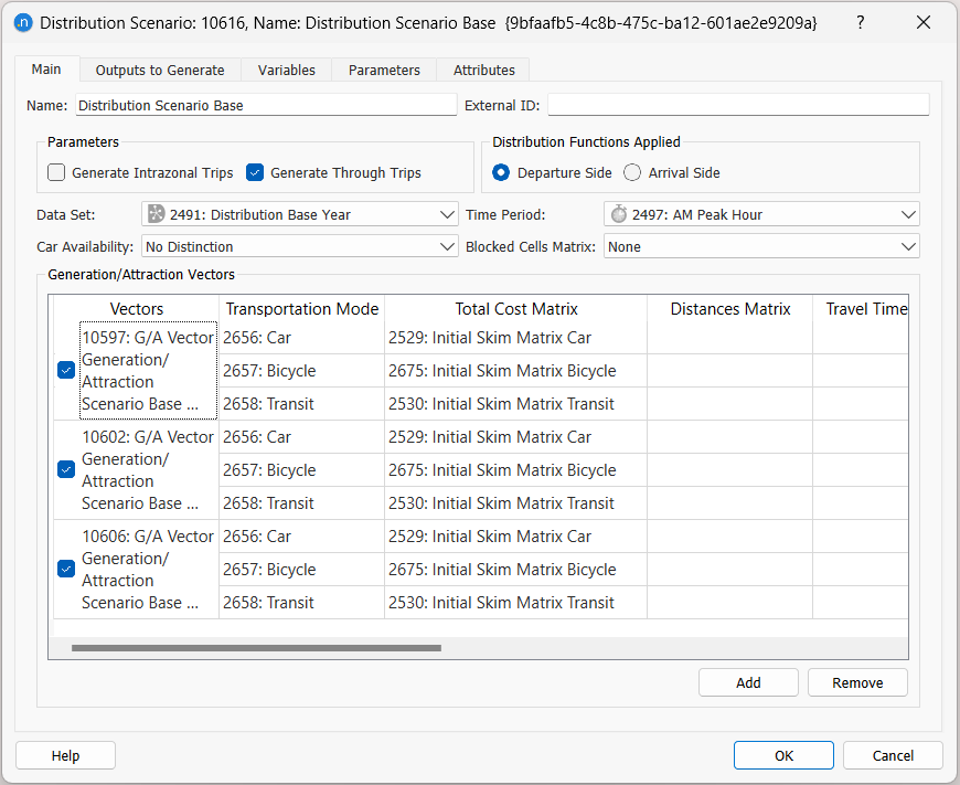 Distribution scenario main tab