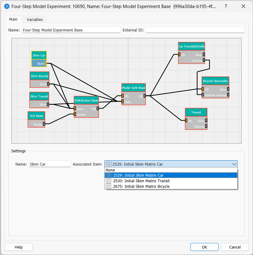 Four-Step model skim car link settings