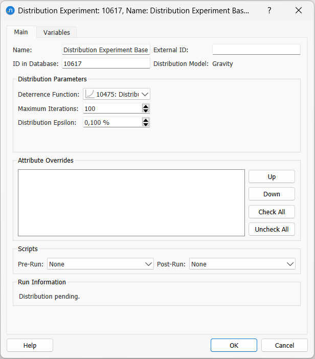 Distribution experiment main tab