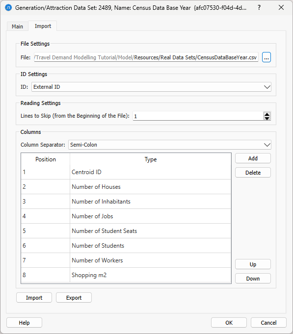 Generation attraction import tab