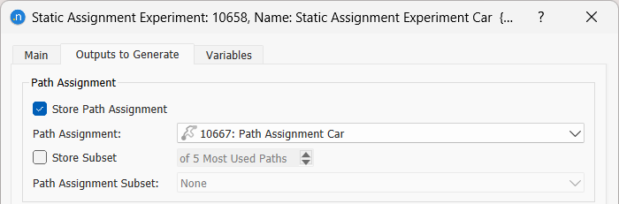 Static assignment experiment outputs to generate