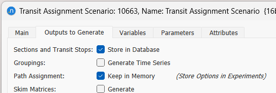 Transit assignment outputs