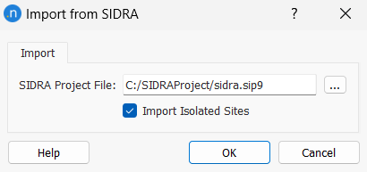 SIDRA Import Dialog