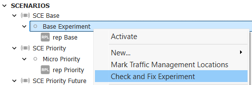 Check and Fix in Experiment Context Menu