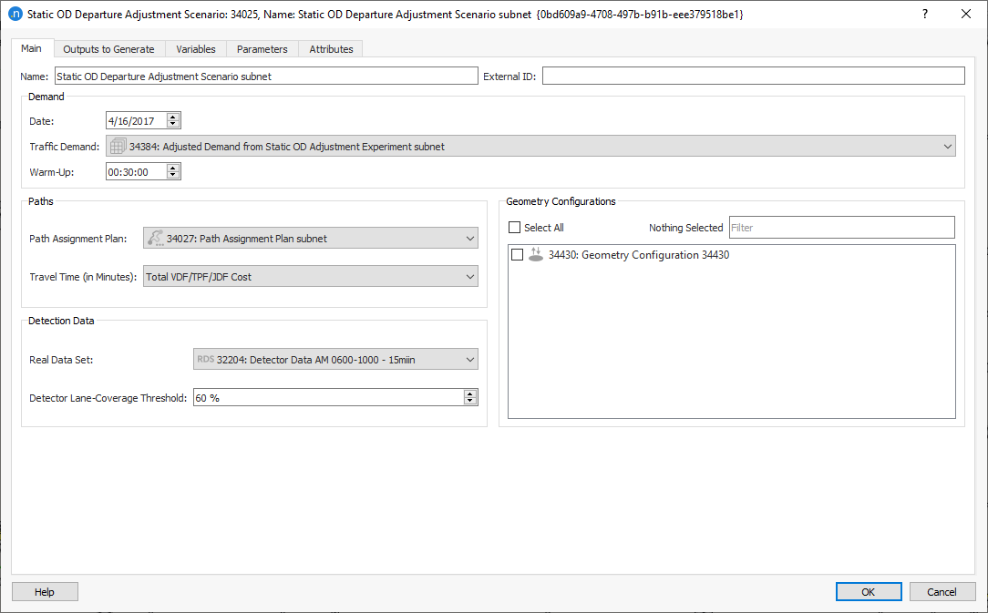 Static OD Departure Adjustment Scenario - Main