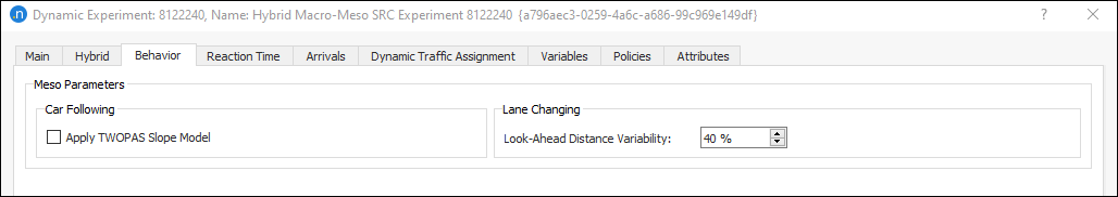 Dynamic Experiment: Mesoscopic Behavior Tab