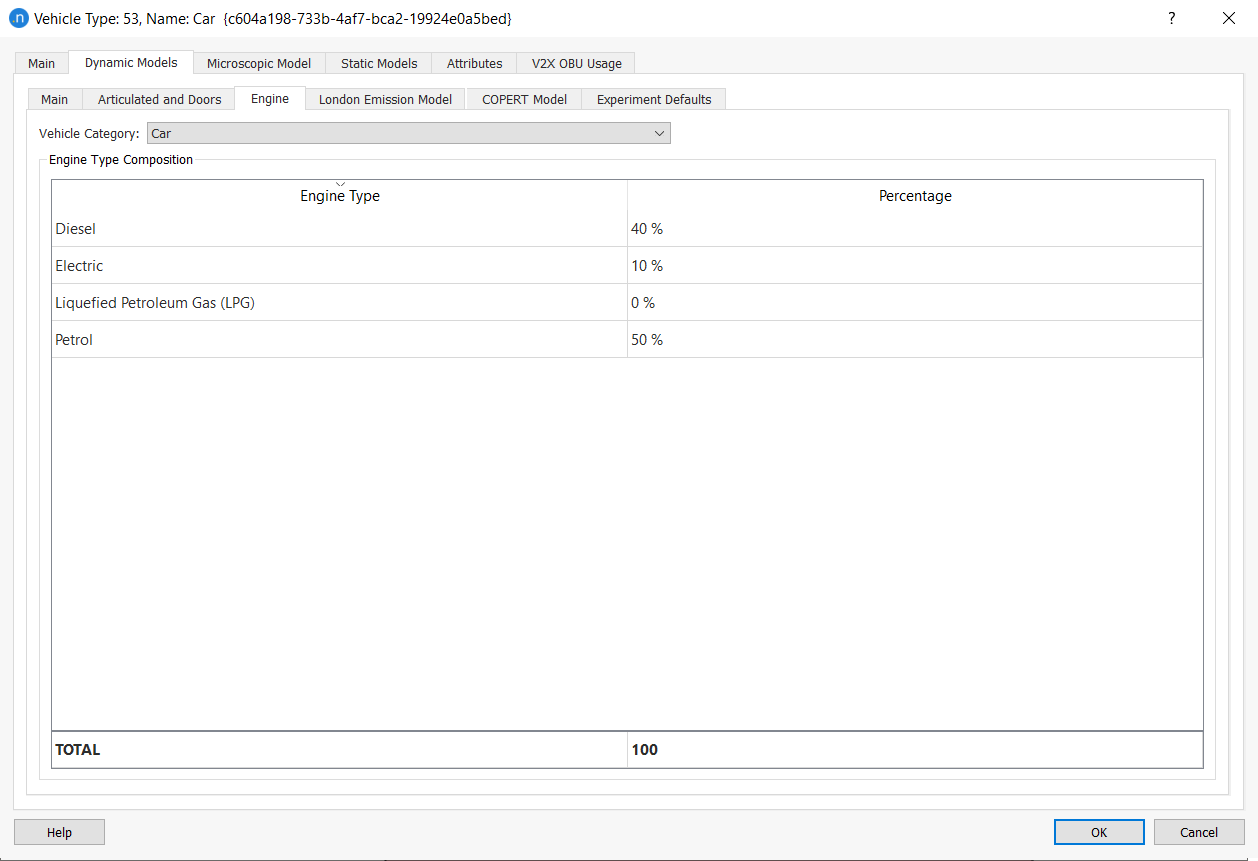 Vehicle Type editor - Dynamic Models Tab- Main tab 