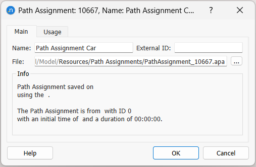 Path assignment dialog
