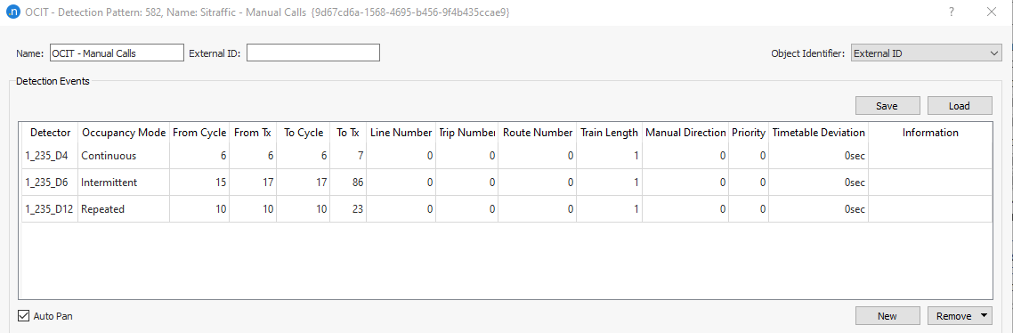 Parameter cells in ocit detection pattern