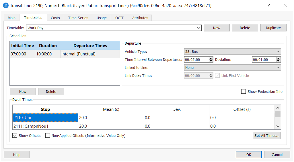 Bus vehicles assigned to transit line Bus vehicles assigned to transit line
