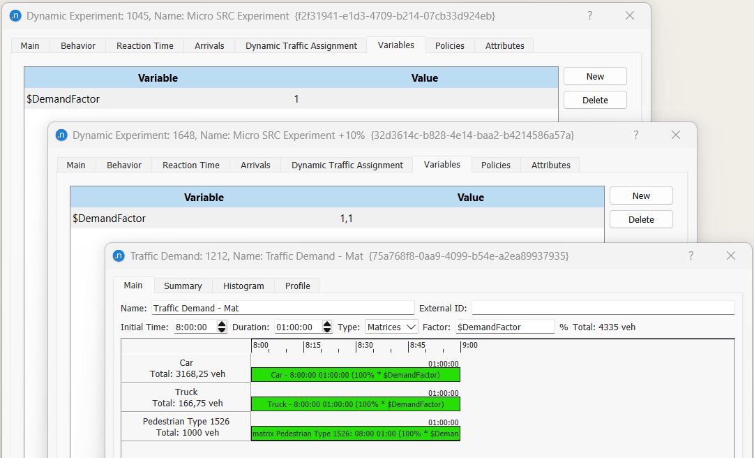 Aimsun Next Variables Tab Example