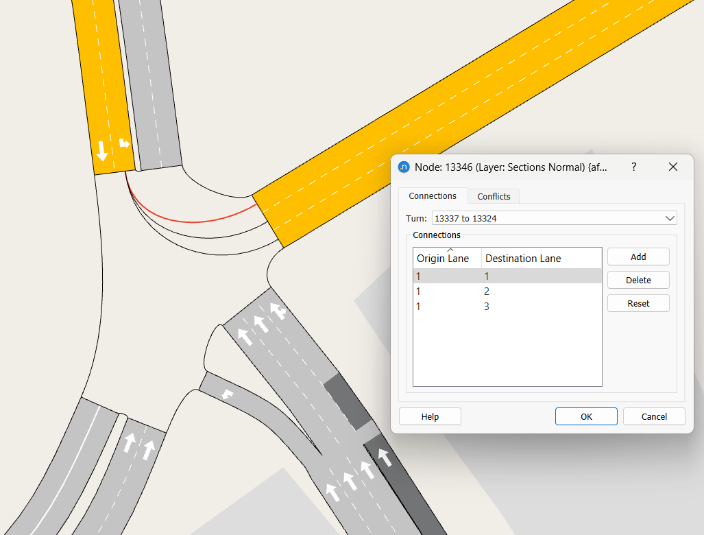 Connections tab in Advanced editor