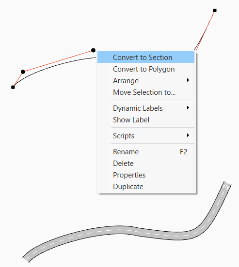 Bezier Curve converted into a section