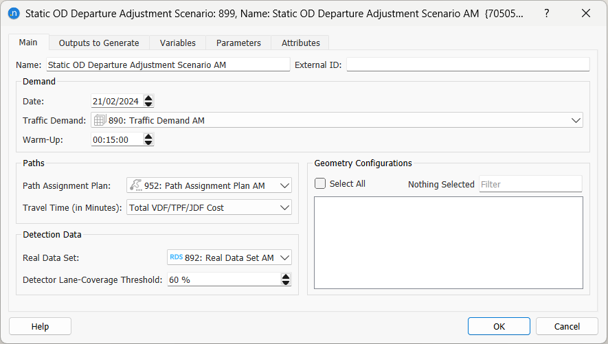 Static OD Departure Adjustment Scenario - Main
