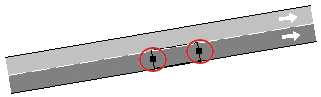 Transit Stop selected: points circled in red change Stop length