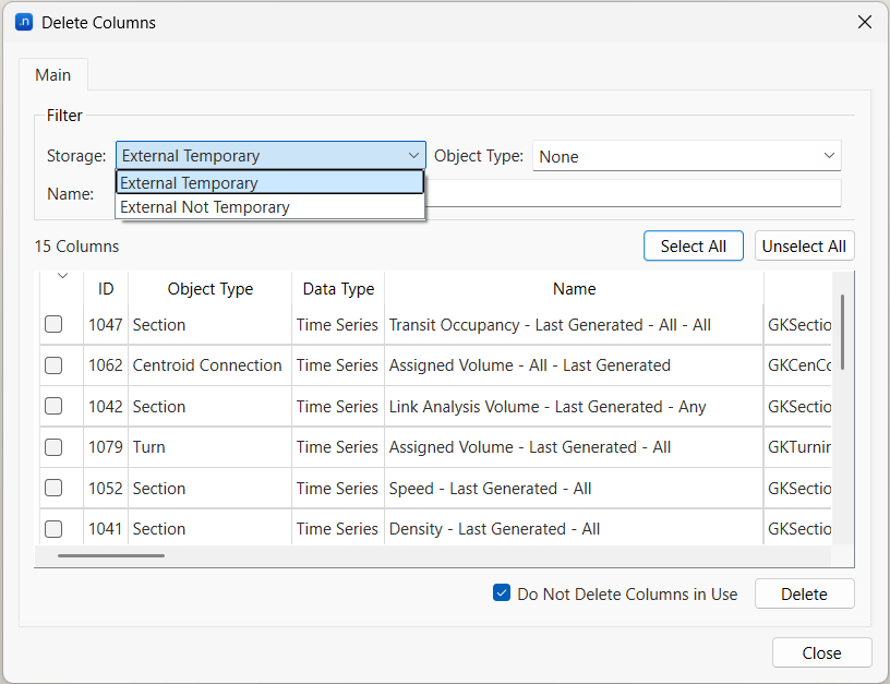 Remove Columns Dialog
