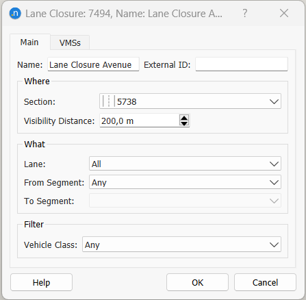 Lane Closure Action Editor Lane Closure Action Editor