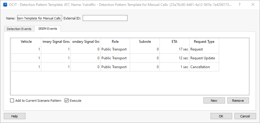 OCIT detection pattern dialog