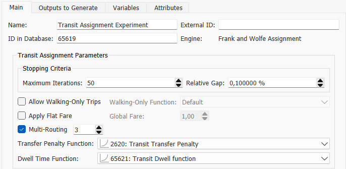 Transit Assignment Experiment: F&W