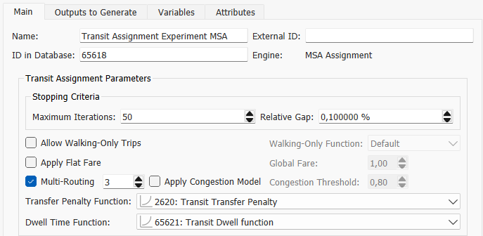 Transit Assignment Experiment: MSA