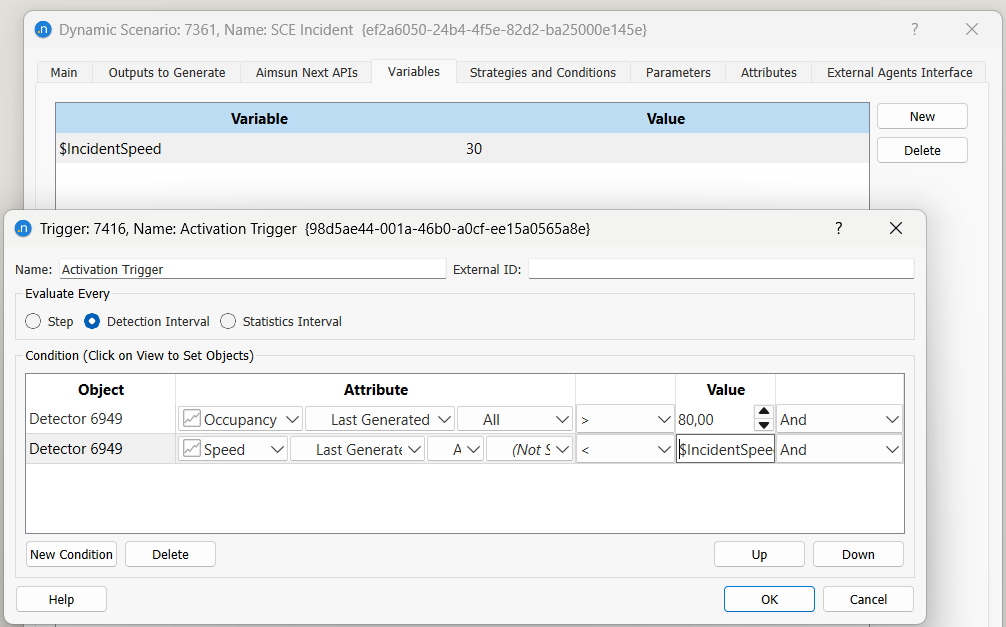 Trigger editor with use of variable
